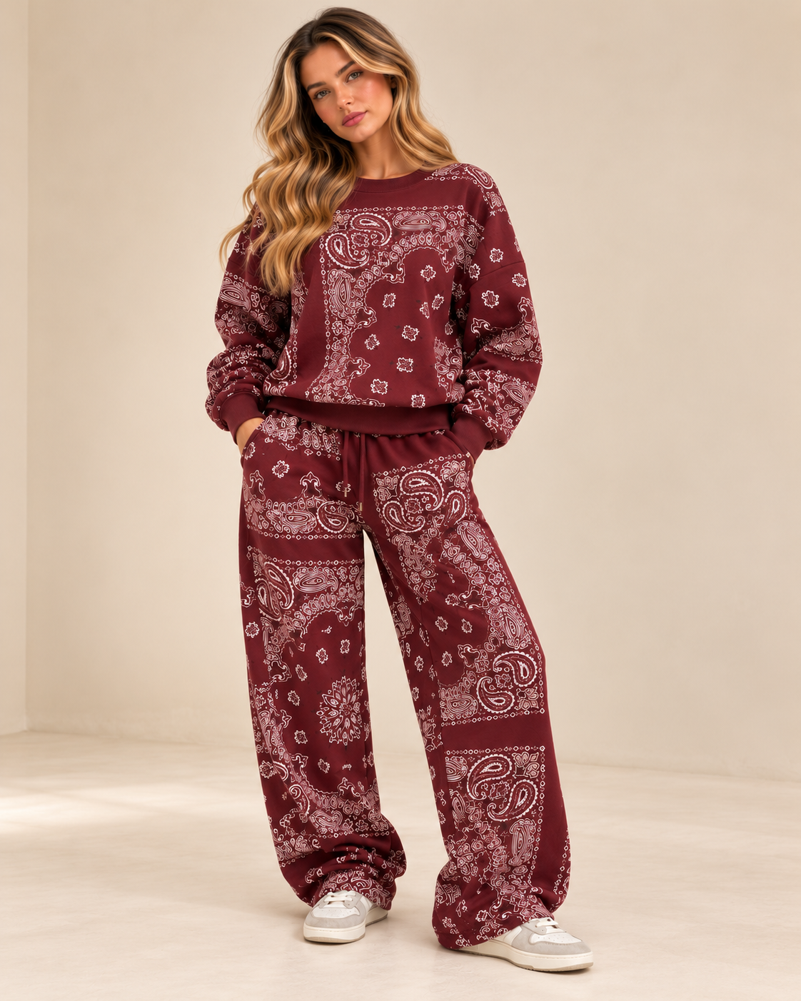 Marnie Bandana Print Barrel Leg Tracksuit Set