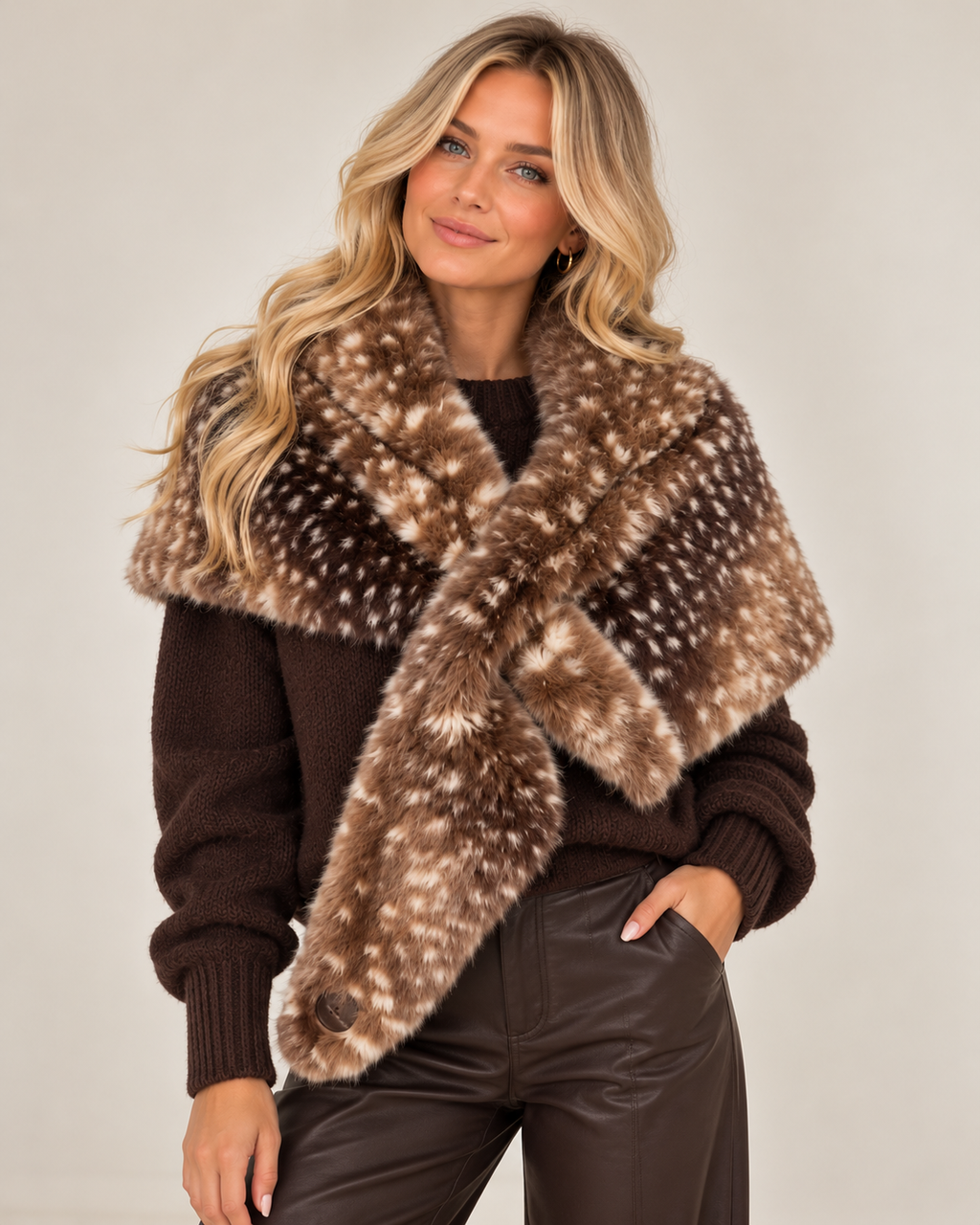 Bambi/Fawn Faux Fur Shawl