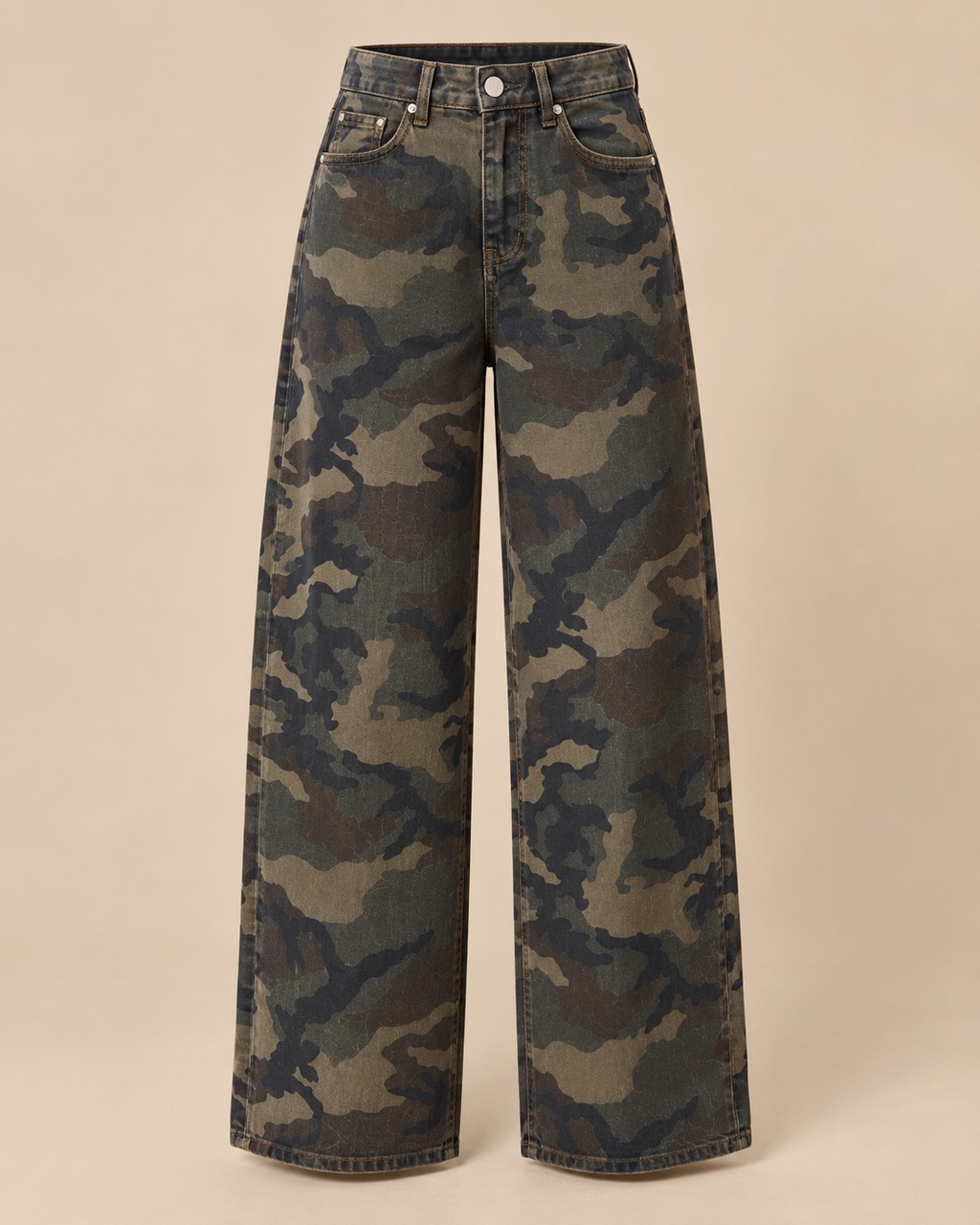 Lily Camo Barrel Leg Jeans (size down)