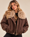 Roxie Suede Faux Fur Lined Bomber Jacket