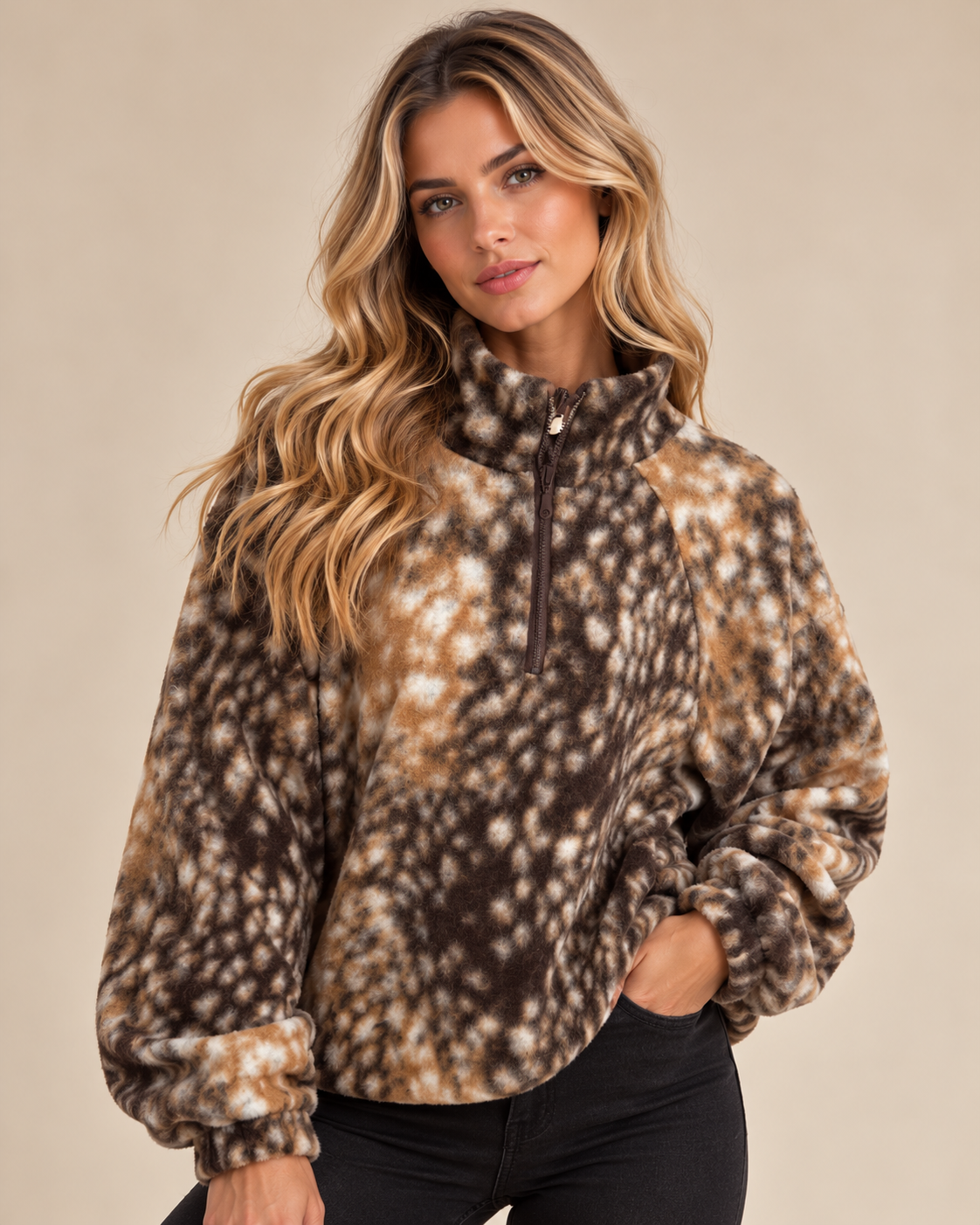 Tilly Bambi Print Fleece Jumper