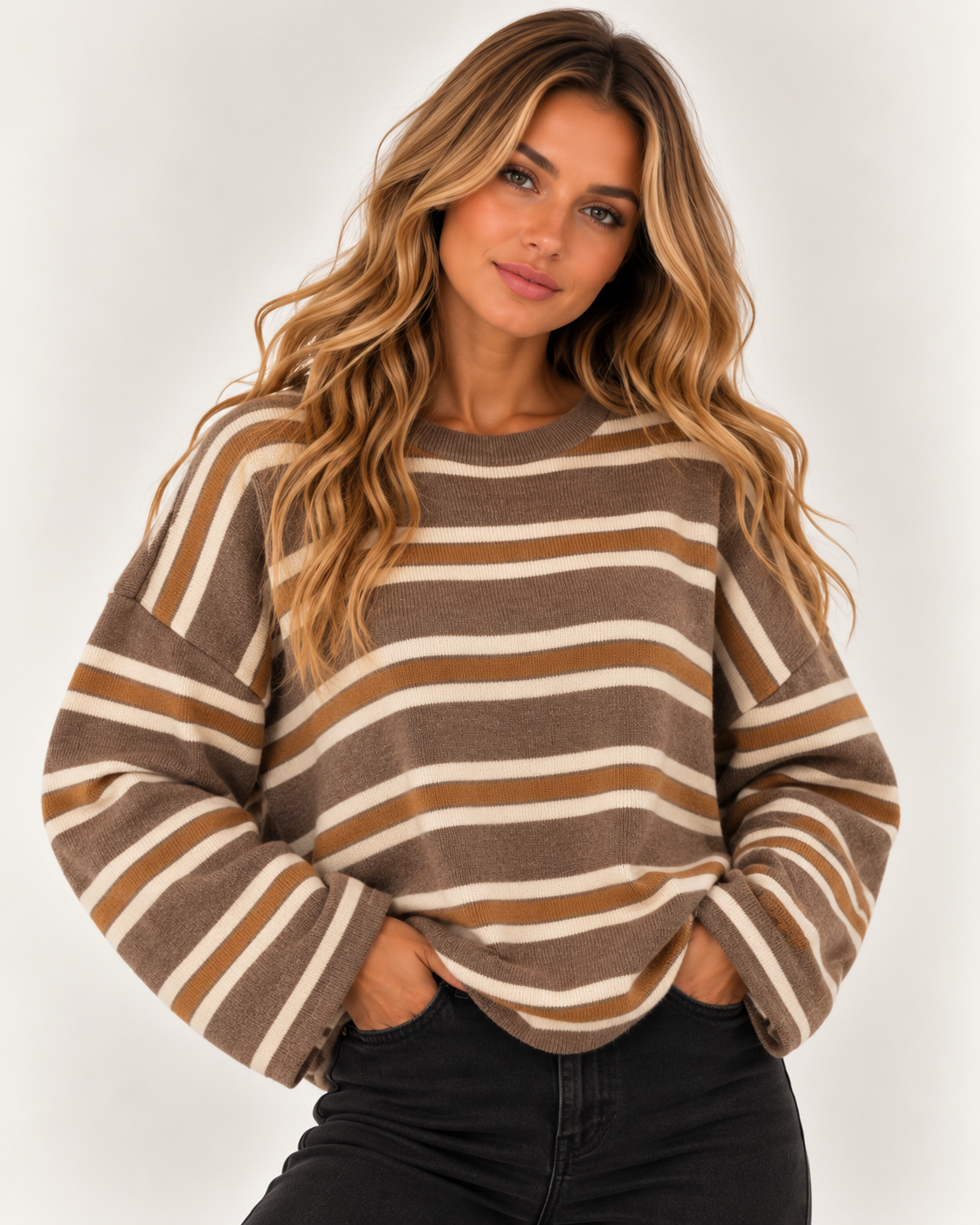 Allie Striped Drop Shoulder Long Sleeve Top