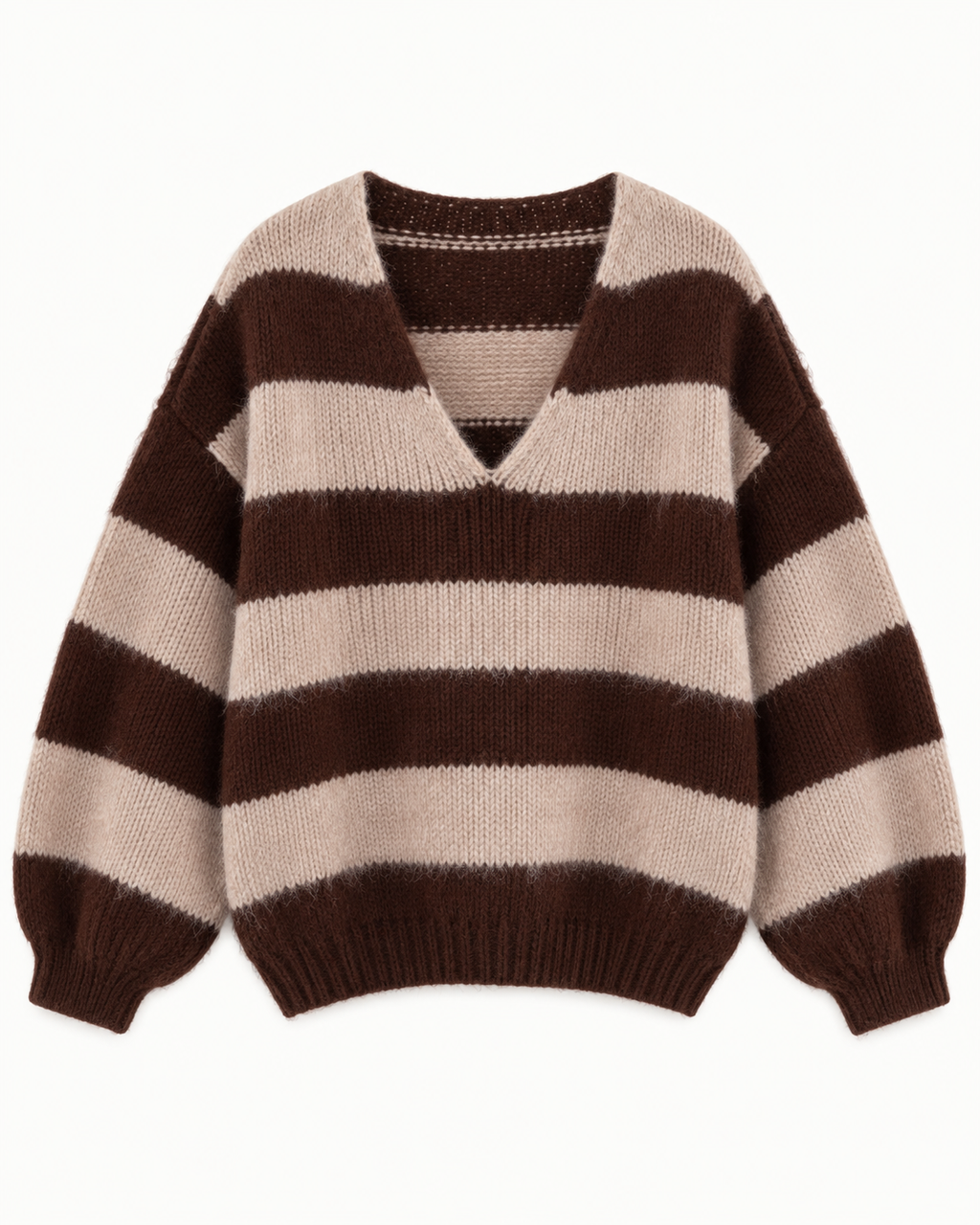 STRIPE V NECK WOOL BLEND JUMPER