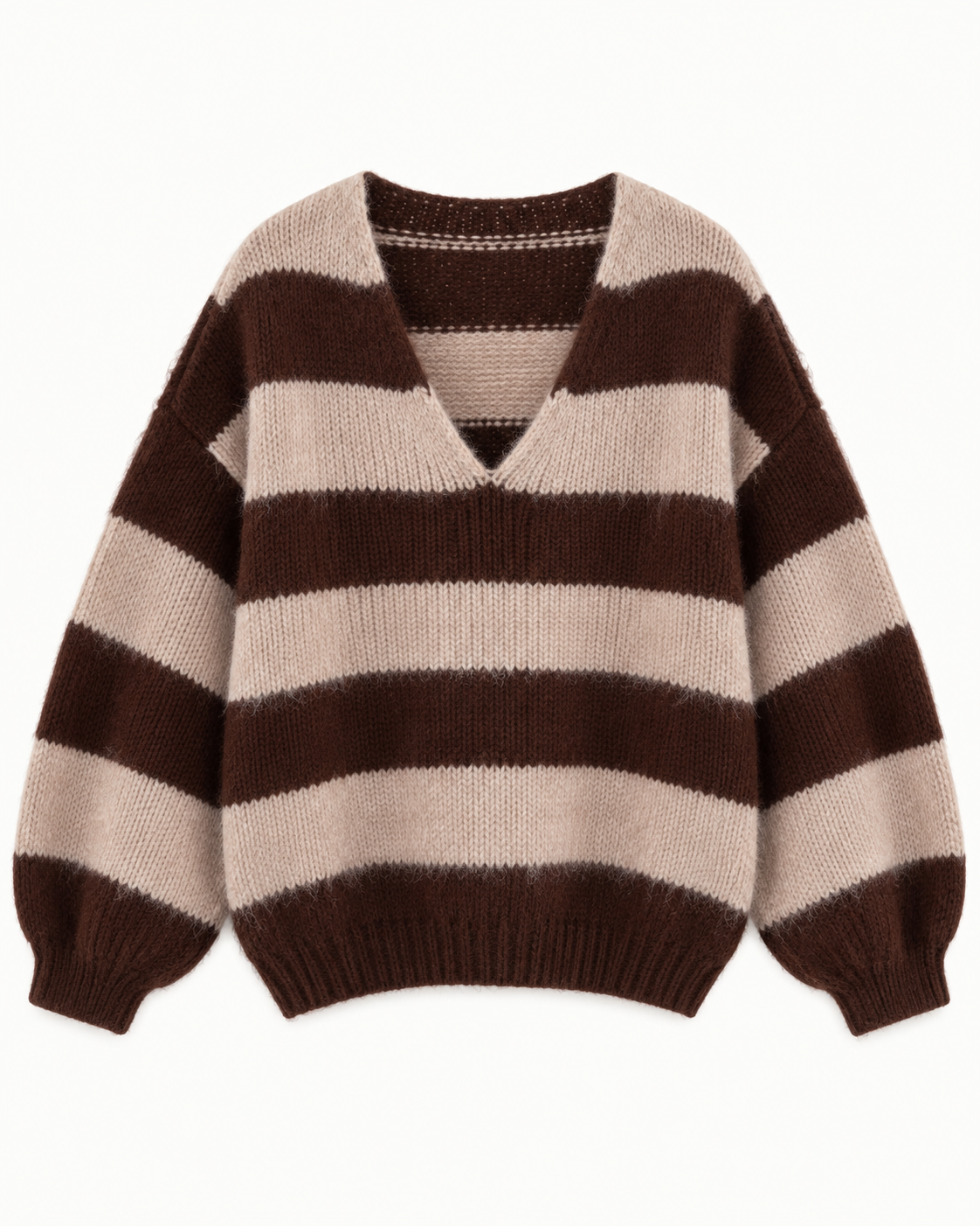 STRIPE V NECK WOOL BLEND JUMPER