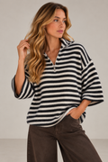 Half Zip Stripe Knit