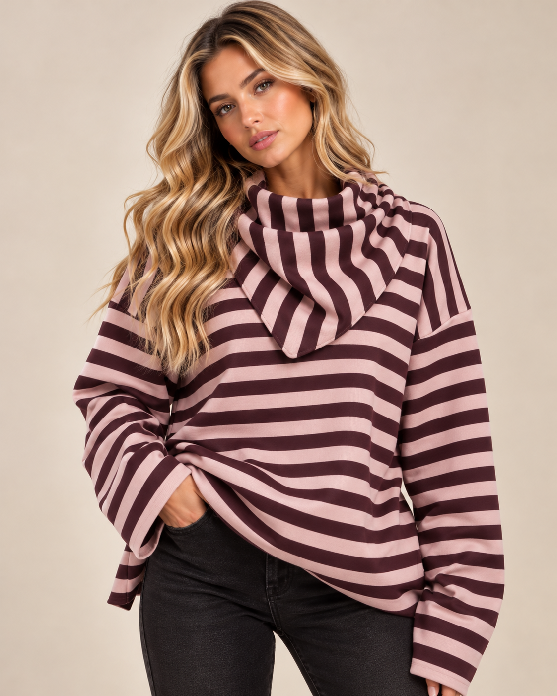 Clara Striped Jumper with Matching Scarf