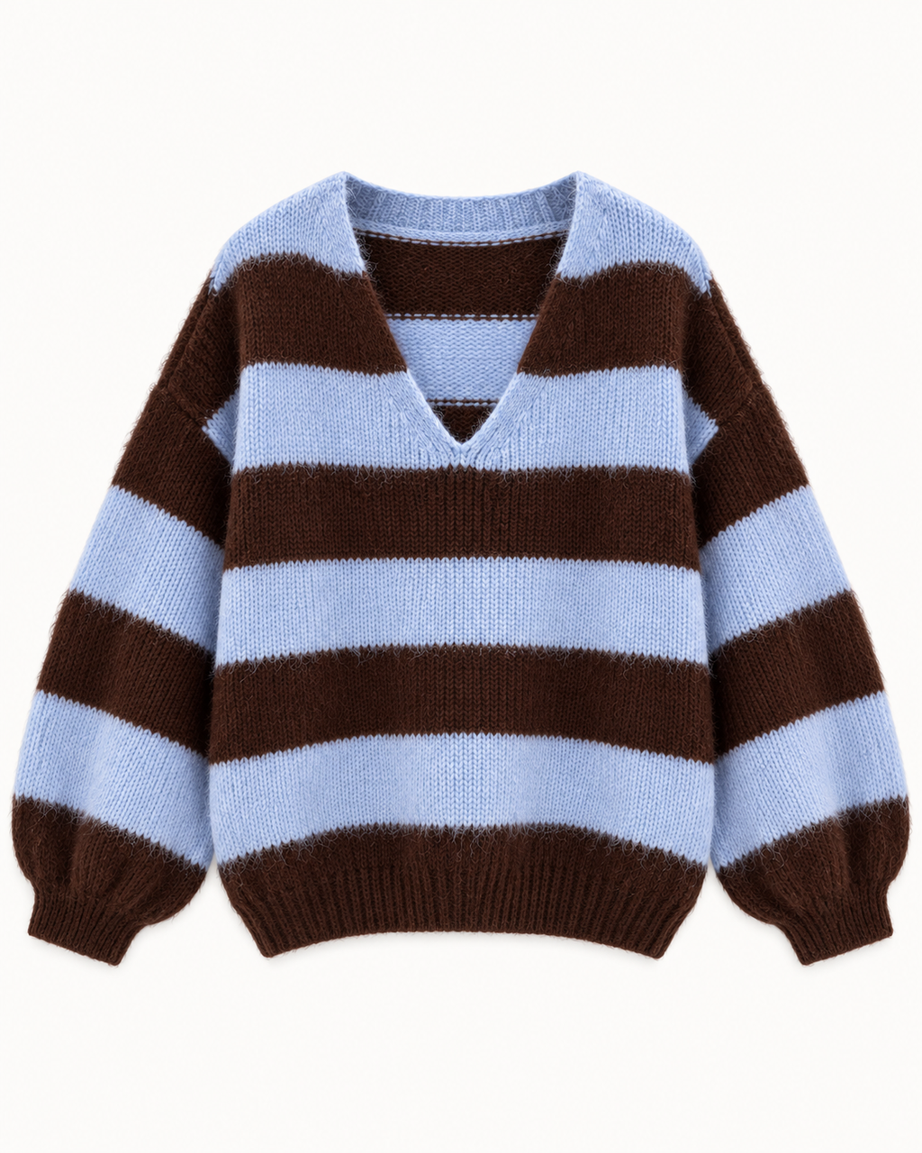 STRIPE V NECK WOOL BLEND JUMPER