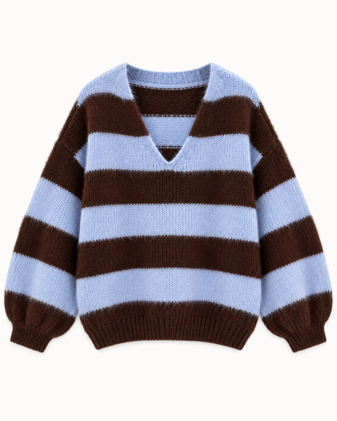 STRIPE V NECK WOOL BLEND JUMPER