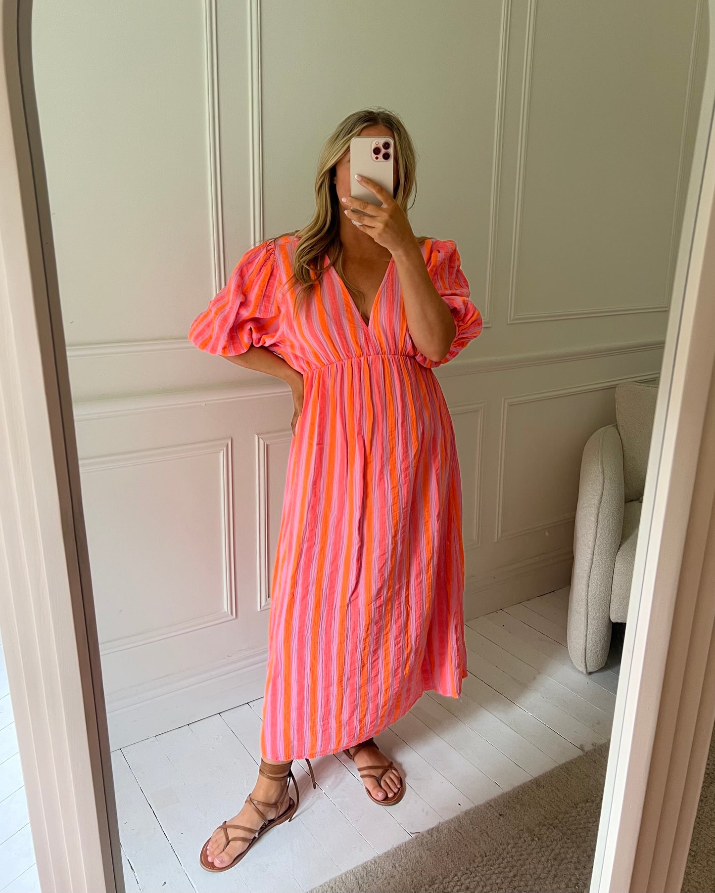 STRIPE CHEESECLOTH COTTON DRESS