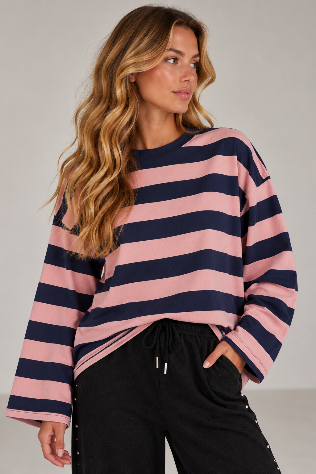 Thick Stripe Oversized Sweatshirt