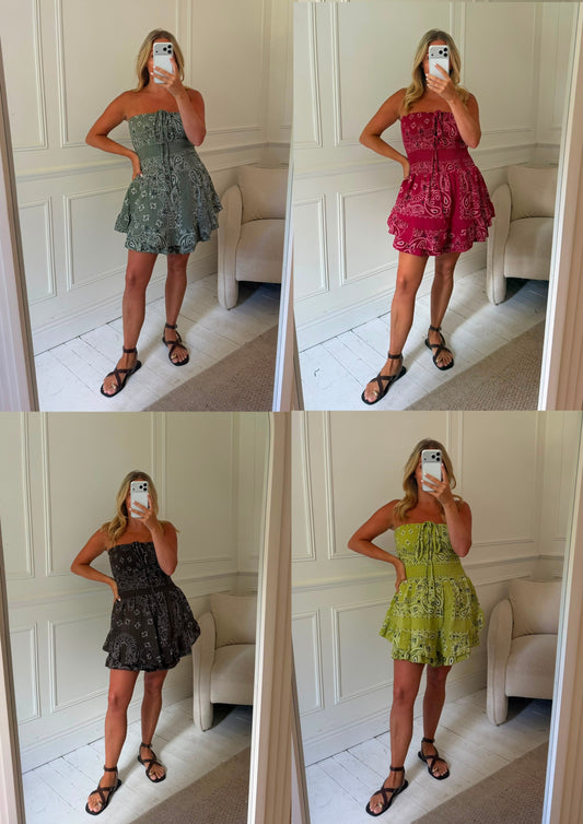 SHIRRED BANDEAU PLAYSUIT