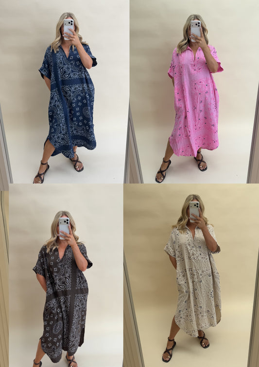 Kaftan Inspired Smock Cotton Dress