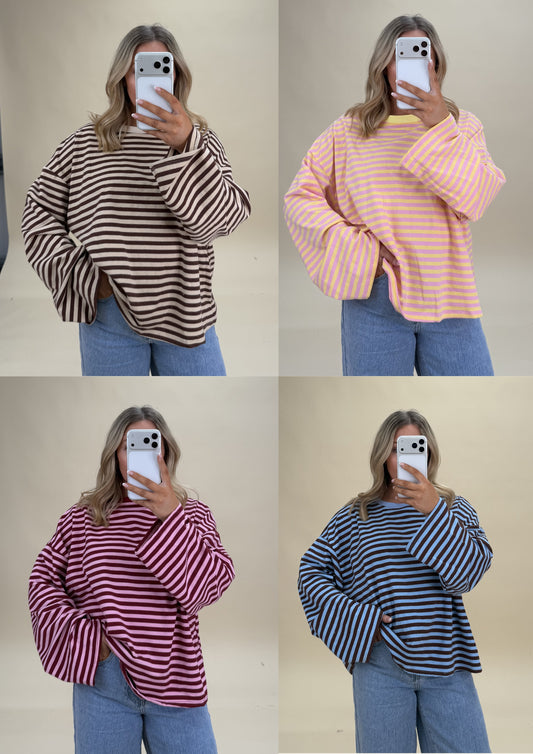 Oversized Stripe Cotton Top - Relaxed Fit