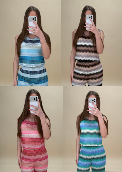 Striped Crochet Knit Top