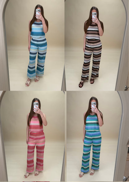 Striped Crochet Knit Trousers