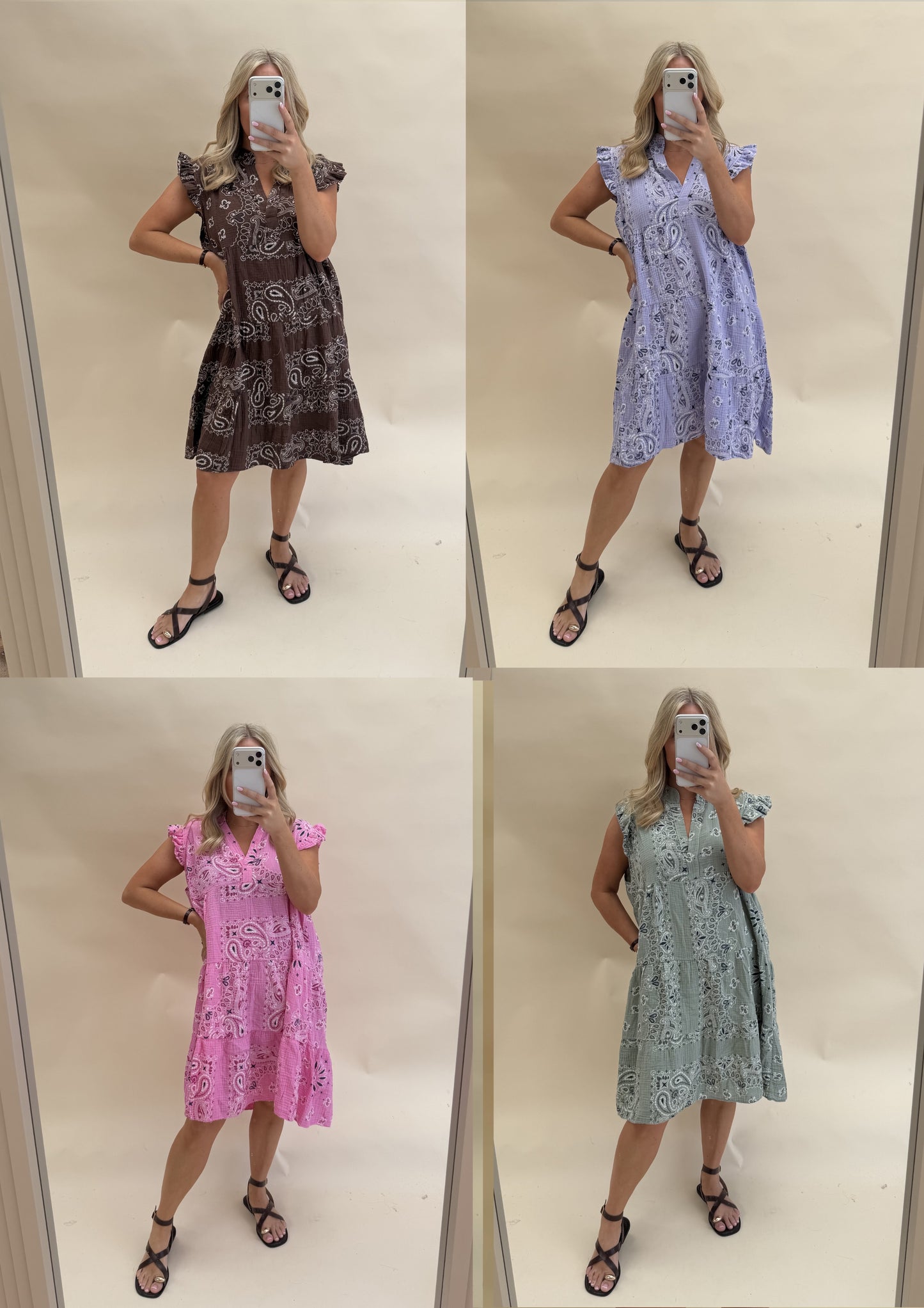 Bandana Print Cotton Smock Dress