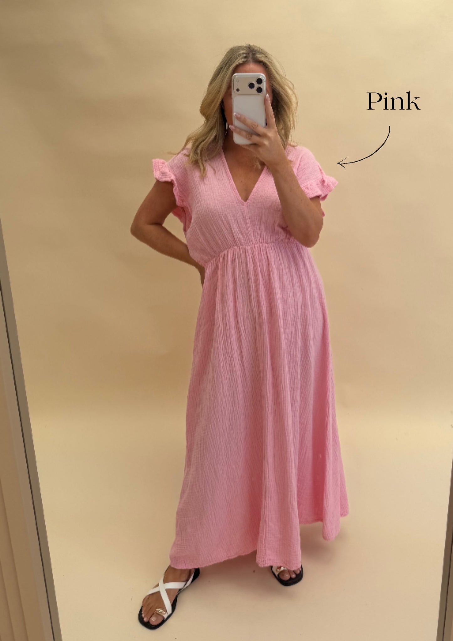 PLAIN CHEESECLOTH COTTON MAXI DRESS