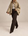 BARREL LEG BROWN DENIM JEANS WITH BELT