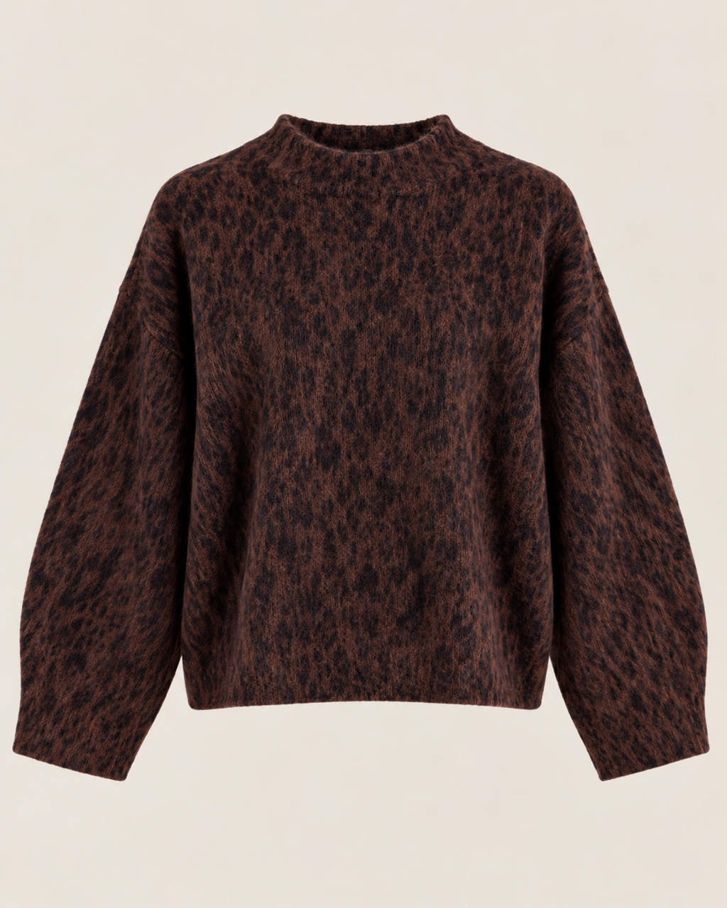 Chocolate Brown Leopard Print Knit Jumper