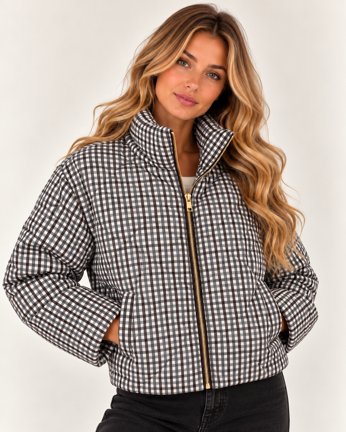 Gingham Padded Puffer Jacket