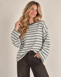 Thin Stripe Oversized Stripe Cotton Top - Relaxed Fit