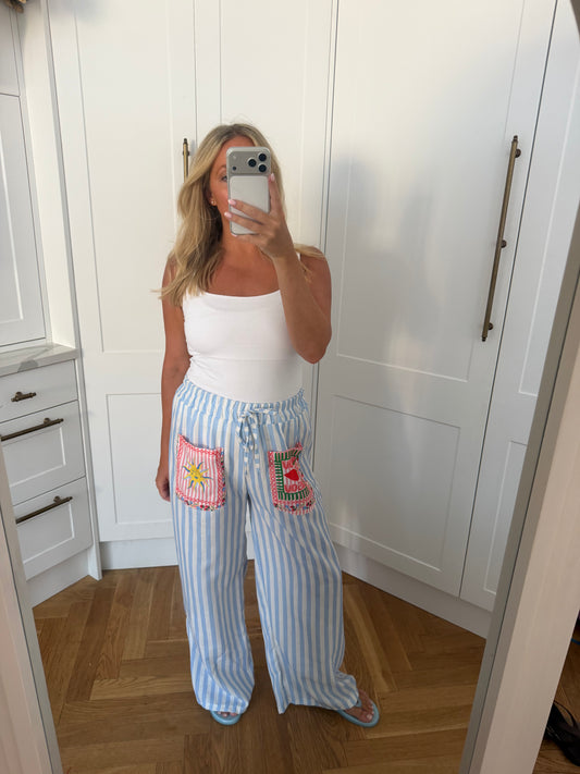 LINEN BLEND STRIPE TROUSER