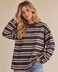 Allie Striped Drop Shoulder Long Sleeve Top