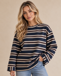 Allie Striped Drop Shoulder Long Sleeve Top