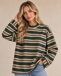 Allie Striped Drop Shoulder Long Sleeve Top