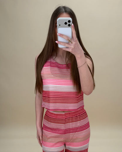 Striped Crochet Knit Top