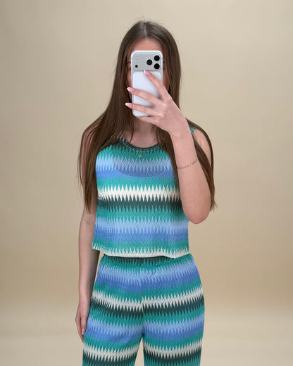 Striped Crochet Knit Top