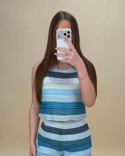 Striped Crochet Knit Top