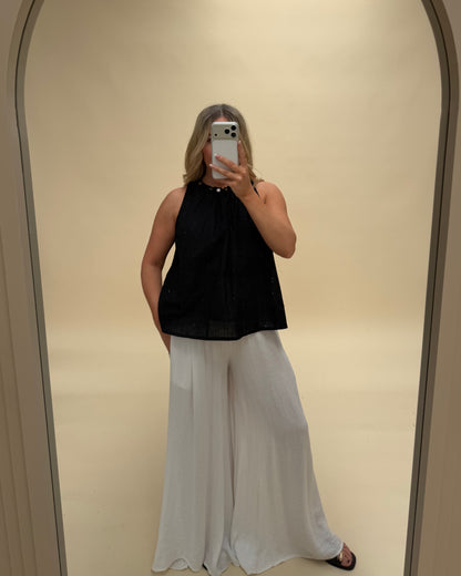 BEADED DETAILING COTTON SLEEVELESS BLOUSE