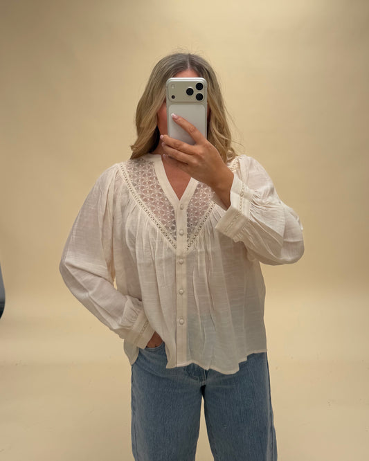 CREAM FLORAL BOHO SHIRT