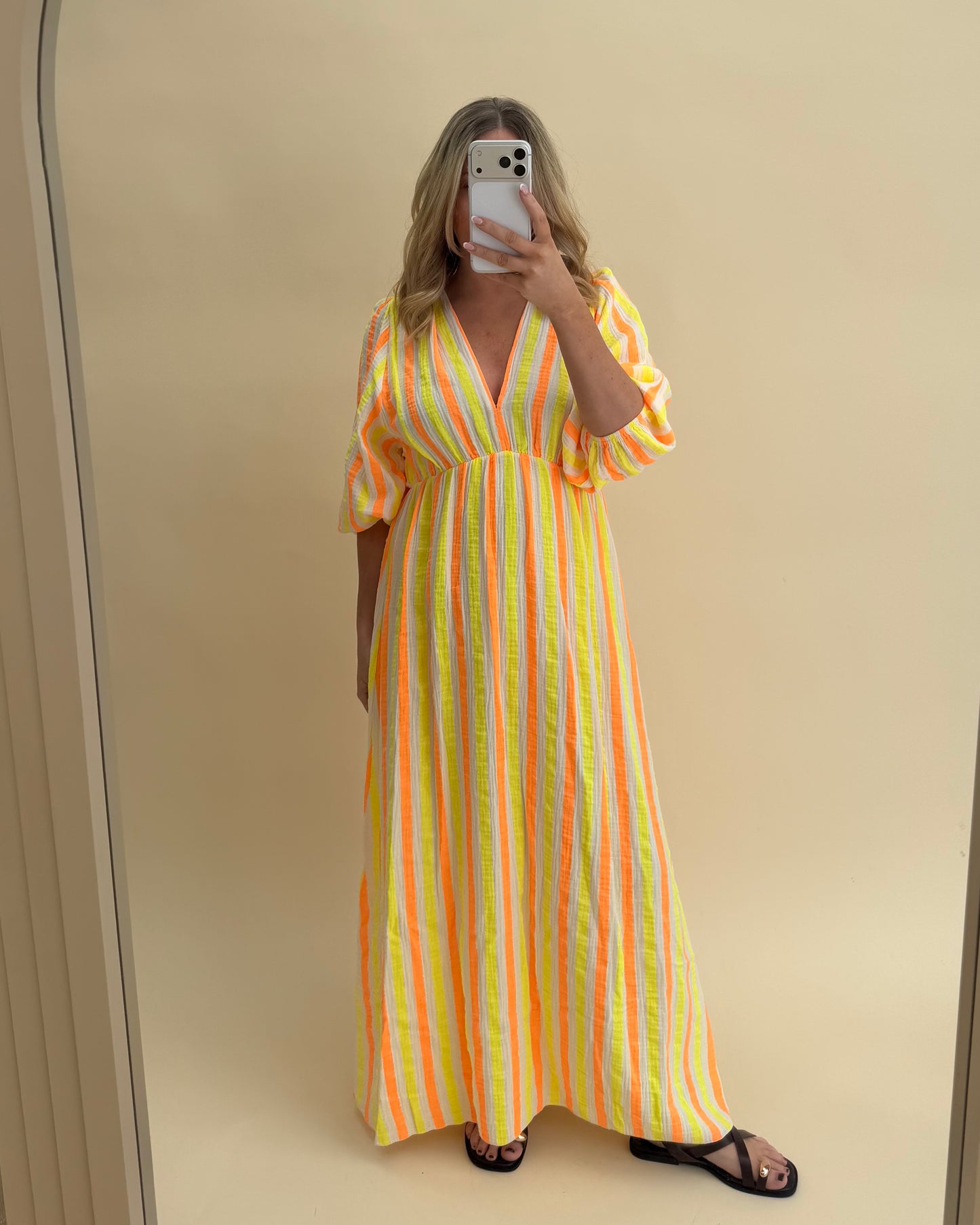 STRIPE CHEESECLOTH COTTON DRESS