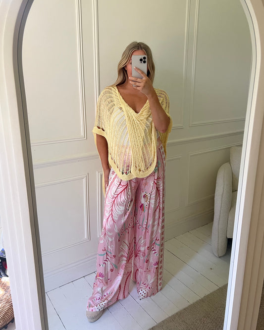 SATIN FLORAL TROUSERS