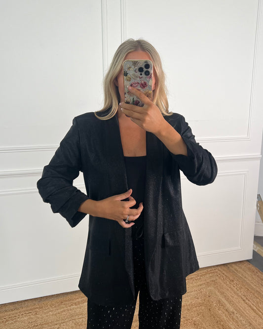 BLACK SPARKLE OVERSIZED BLAZER