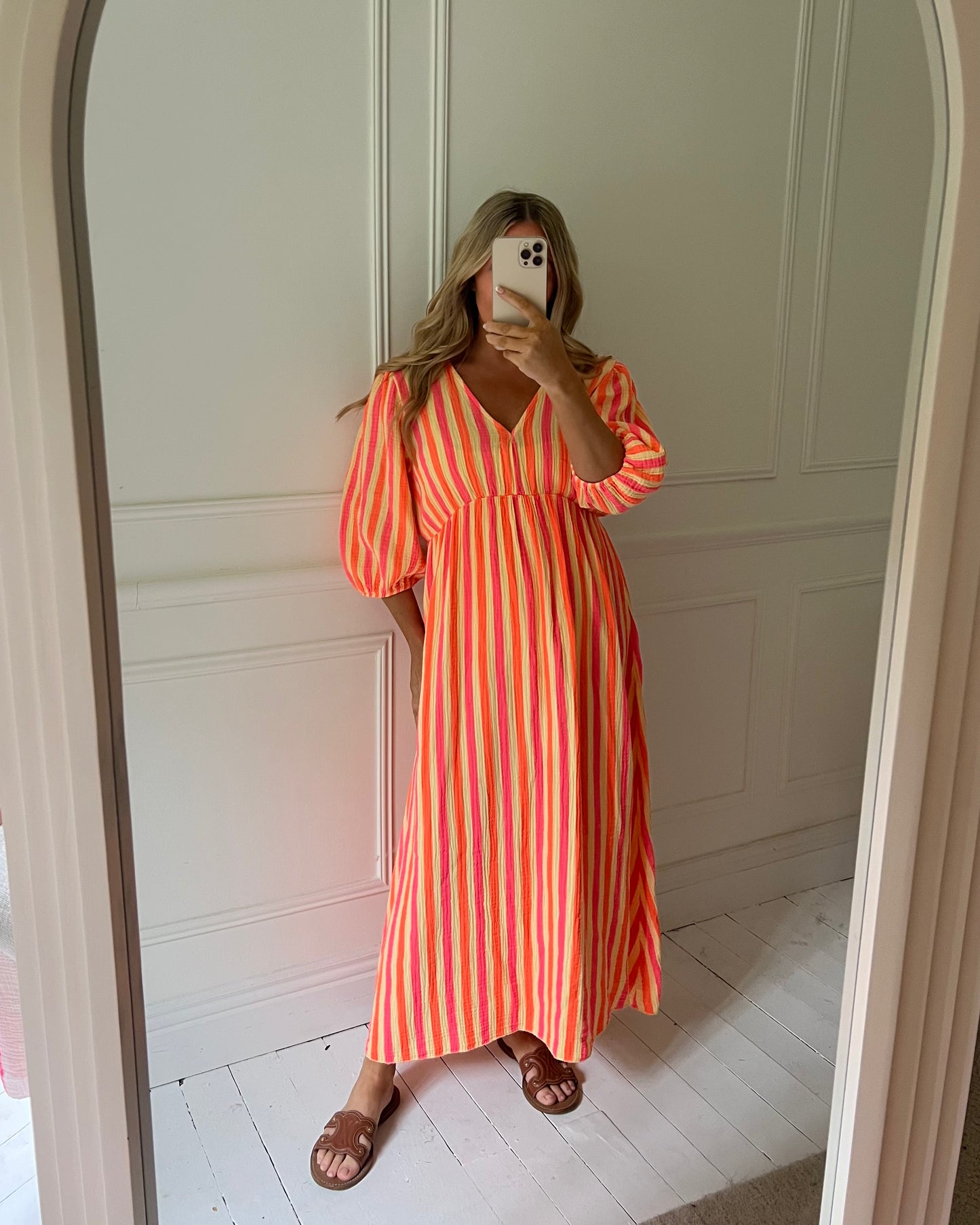 STRIPE CHEESECLOTH COTTON DRESS