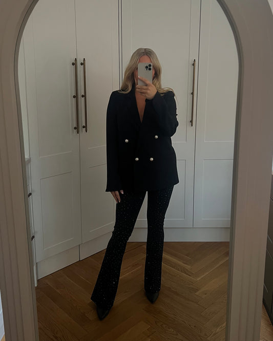 STUD EMBELLISHED FLARE TROUSERS