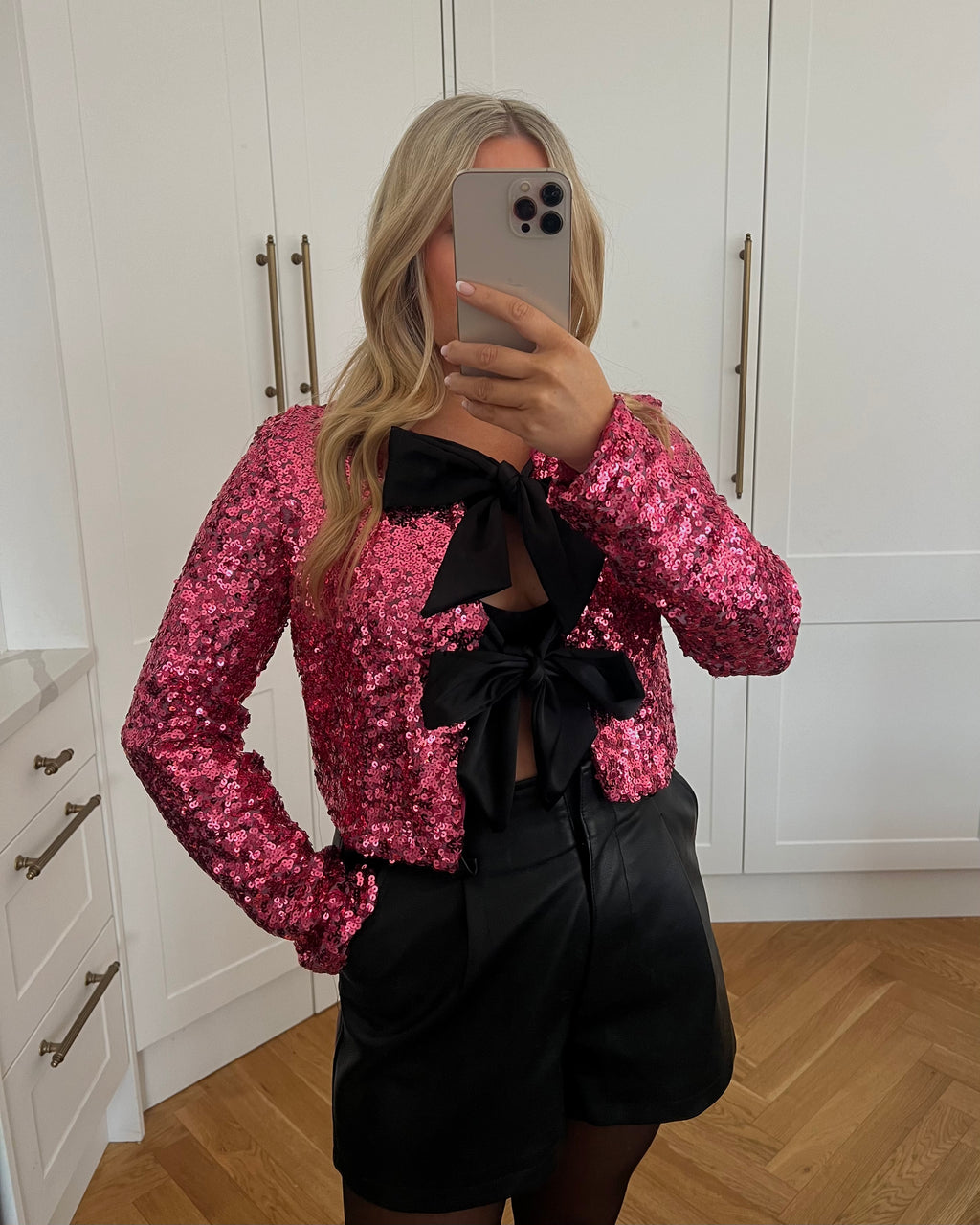 SEQUIN BOW TIE TOPS