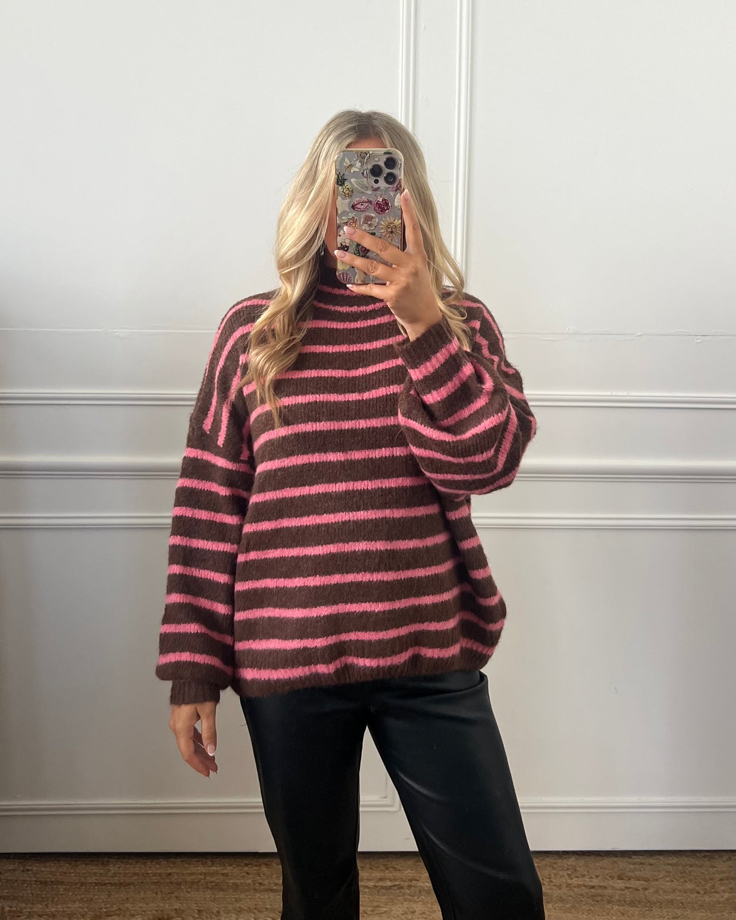 COFFEE AND ROSE STRIPE WOOL JUMPER