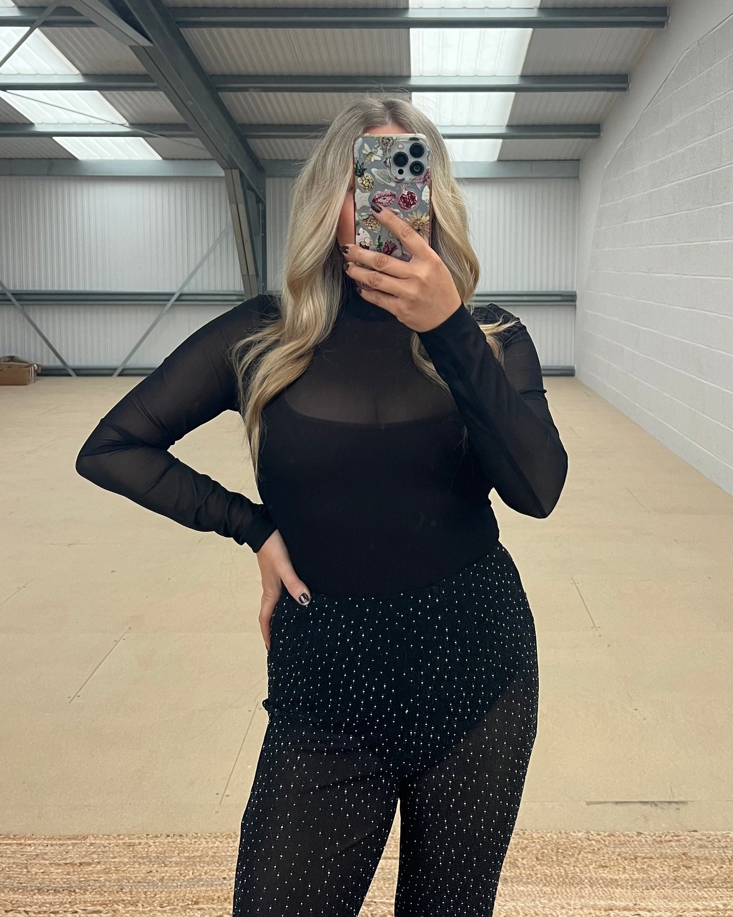 HIGH NECK MESH BODYSUIT