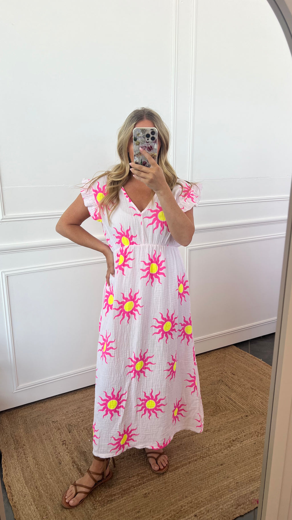 SUMMER SOLSTICE CHEESECLOTH DRESS FRILL SLEEVES