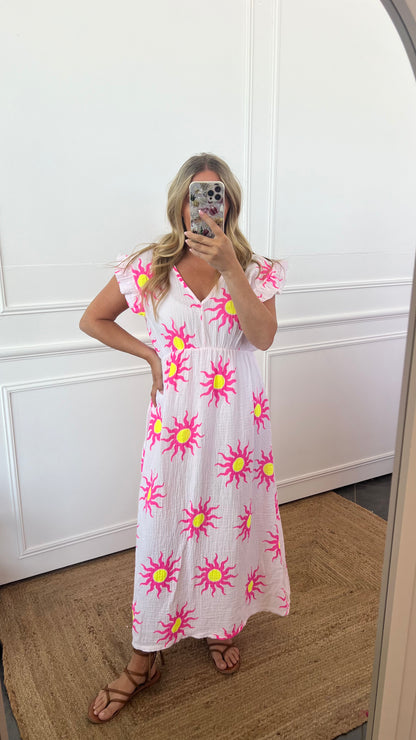 SUMMER SOLSTICE CHEESECLOTH DRESS FRILL SLEEVES