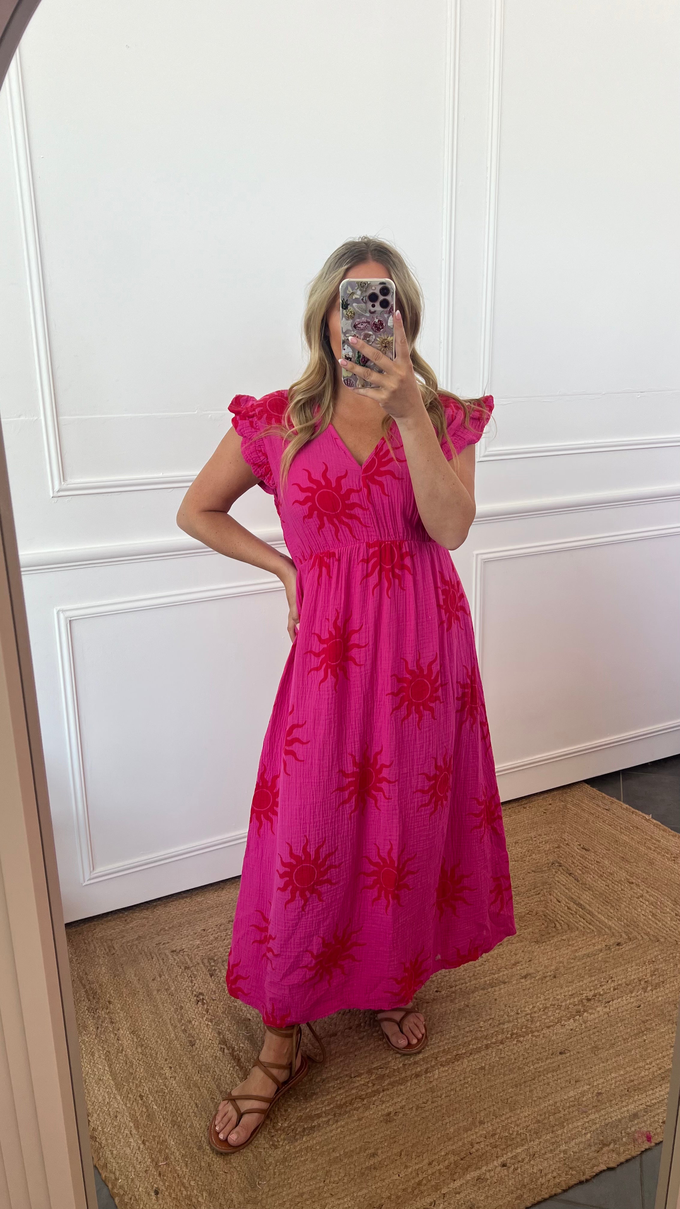 SUMMER SOLSTICE CHEESECLOTH DRESS FRILL SLEEVES