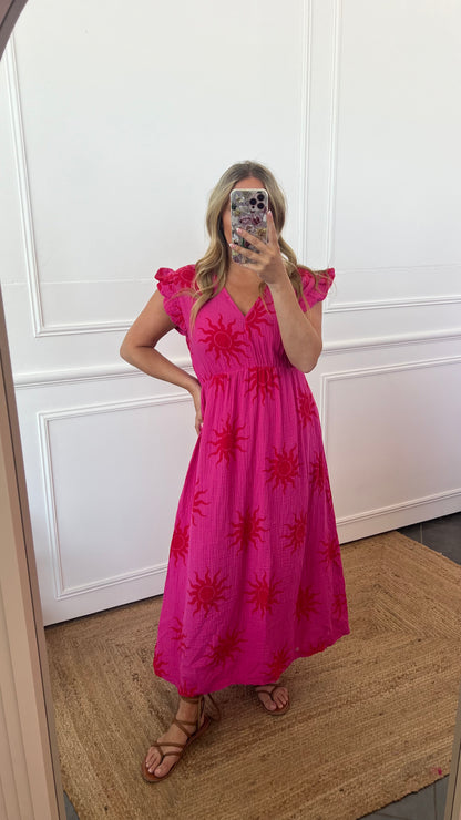 SUMMER SOLSTICE CHEESECLOTH DRESS FRILL SLEEVES