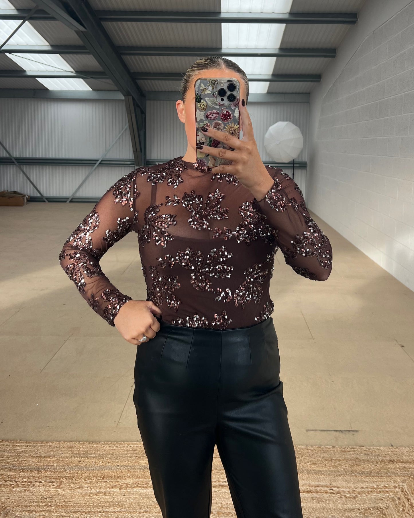 SHEER SEQUIN TOP