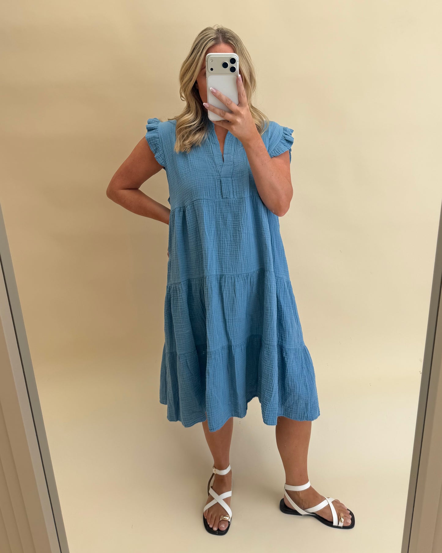PLAIN SMOCK CHEESECLOTH COTTON  DRESSES