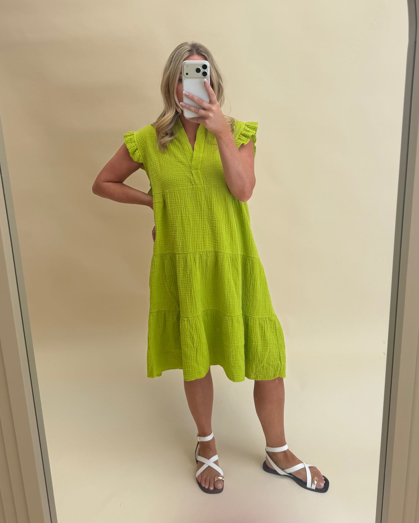 PLAIN SMOCK CHEESECLOTH COTTON  DRESSES