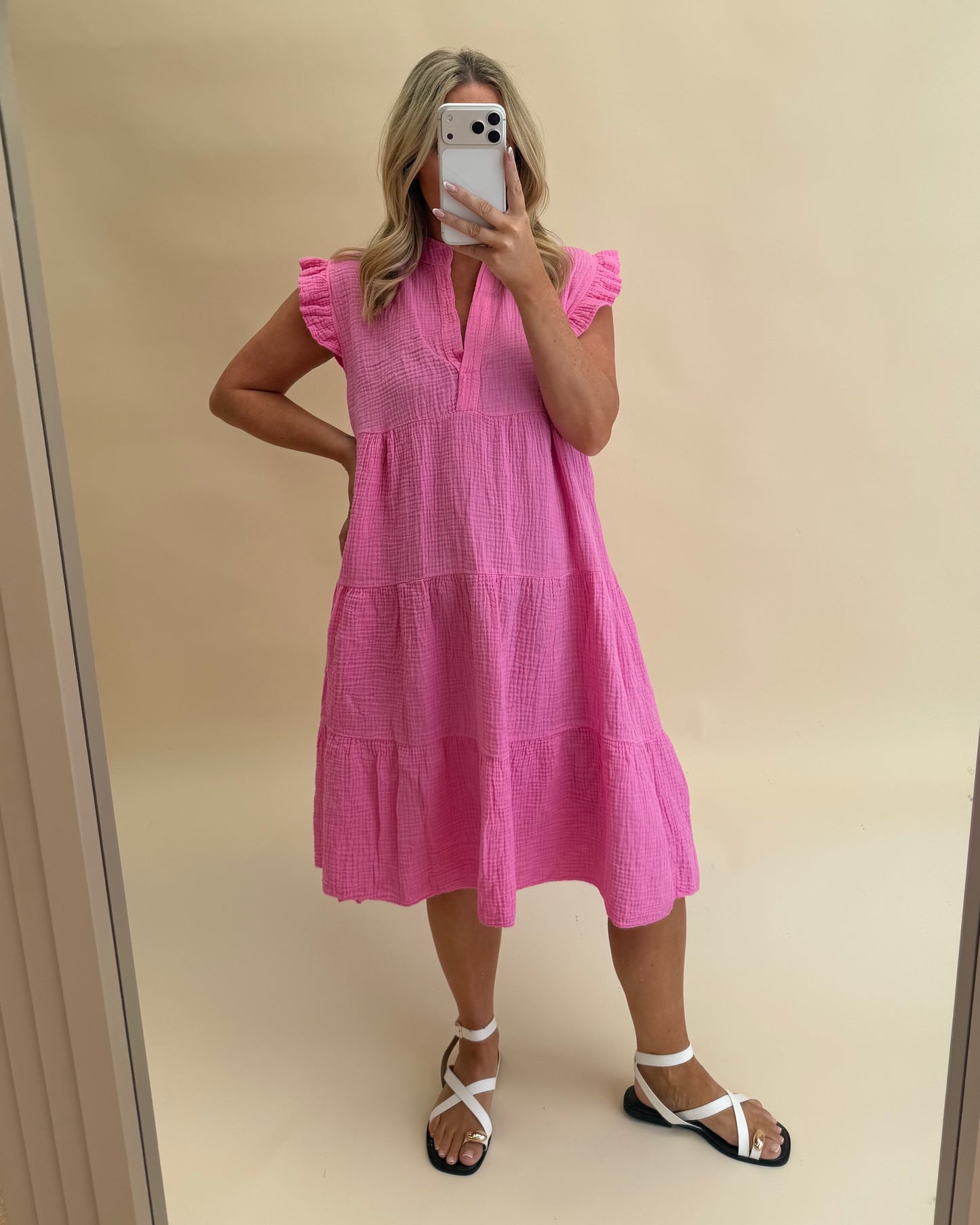 PLAIN SMOCK CHEESECLOTH COTTON  DRESSES